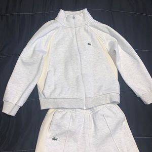 Cream. And Grey Lacoste Childrens  sweatsuit